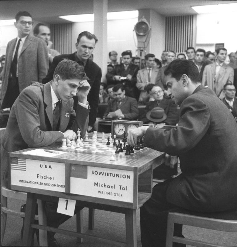 Bobby Fischer and Mikhail Tal, 1960
